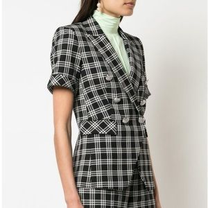 Veronica Beard black plaid Jenny shirt sleeve dickey jacket